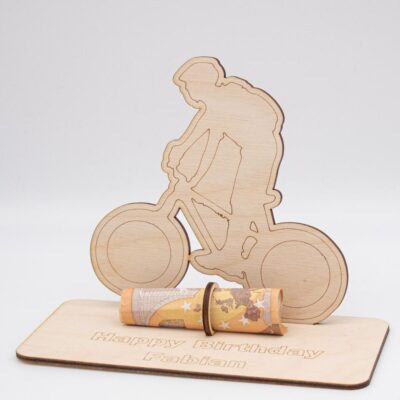 Geldgeschenk mit BMX Fahrrad - aus Holz personalisiert