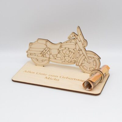 Geldgeschenk Motorrad - aus Holz personalisiert
