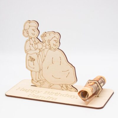Geldgeschenk Friseur - aus Holz personalisiert