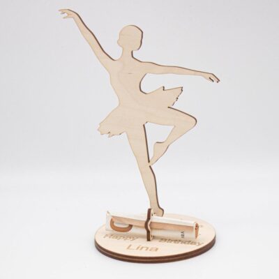 Geldgeschenk für Mädchen - Ballerina - aus Holz personalisiert