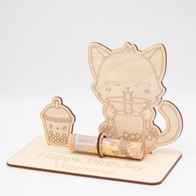 Geldgeschenk Bubble Tea - aus Holz personalisiert