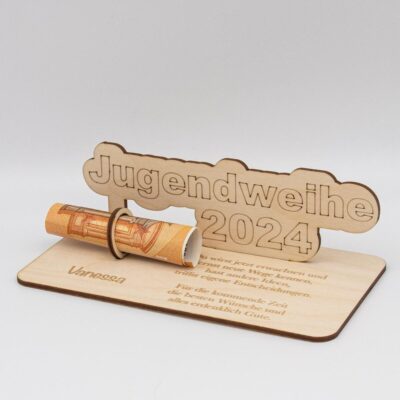 Geldgeschenk Jugendweihe - aus Holz personalisiert