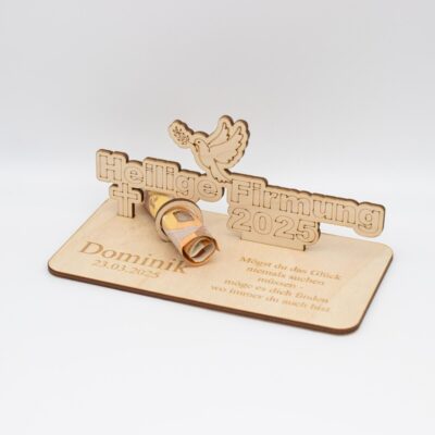 Geldgeschenk Heilige Firmung - aus Holz personalisiert