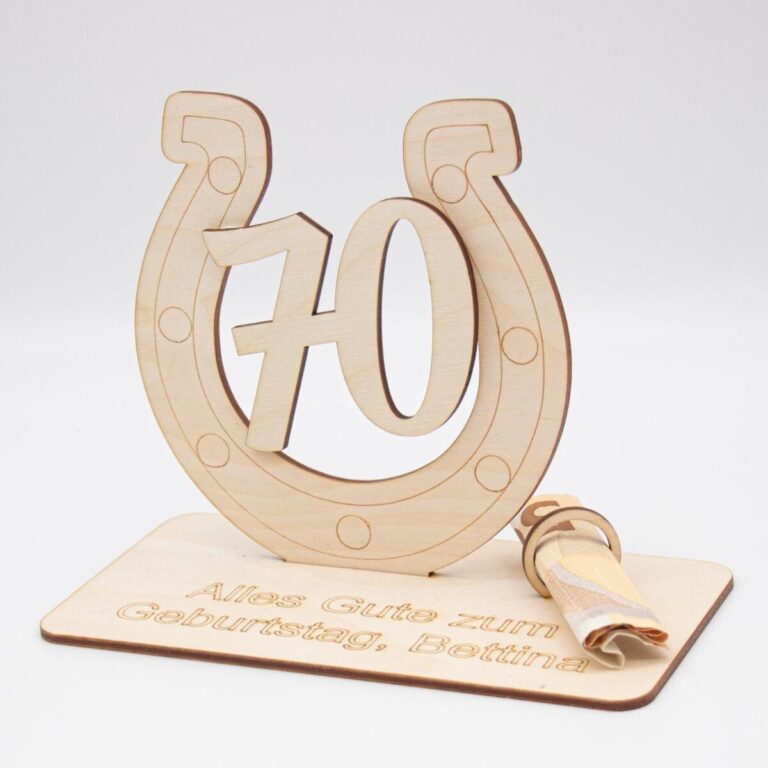 Geldgeschenk 70.Geburtstag - aus Holz personalisiert