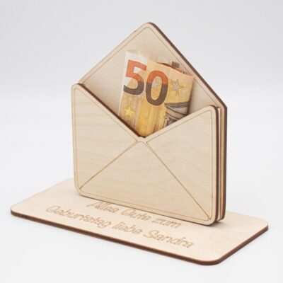 Geldgeschenk Briefumschlag - aus Holz personalisiert