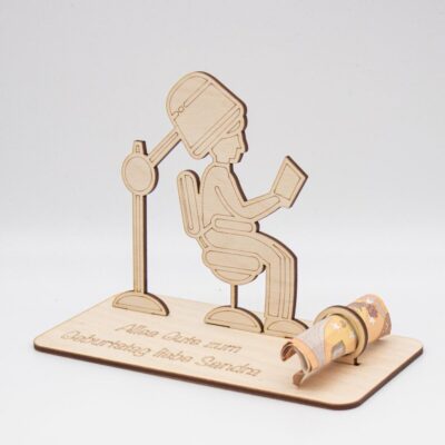 Geldgeschenk Friseurstuhl - aus Holz personalisiert