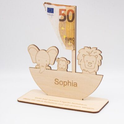 Geldgeschenk Arche - Zur Taufe - aus Holz personalisiert