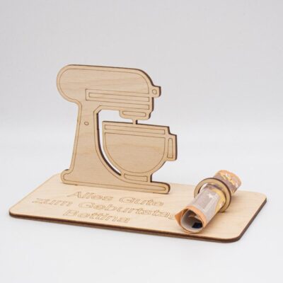 Geldgeschenk Küchenmaschine - aus Holz personalisiert