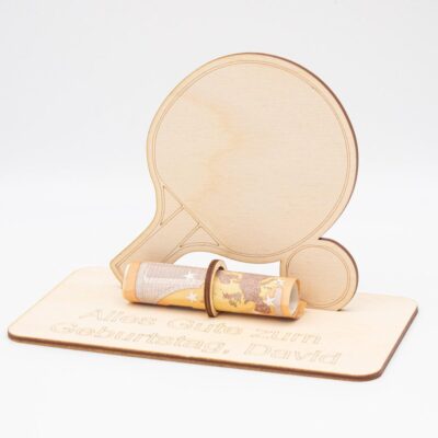Geldgeschenk Tischtennis - aus Holz personalisiert