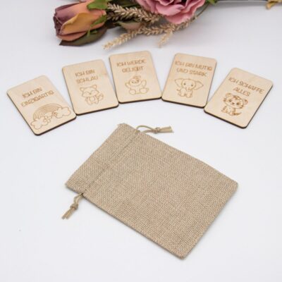 Affirmationskarten für Kinder - Mutmacher - 5 Karten im Jutesack