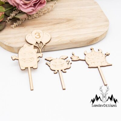 Caketopper Monsterparty – Handgefertigter Kuchenaufsatz für Geburtstage & Babypartys