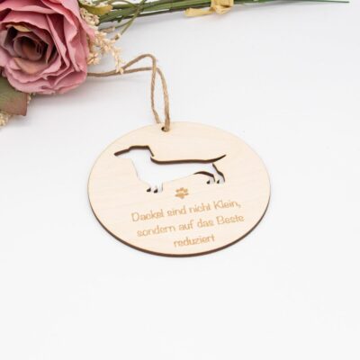 Holzschild mit Dackel - personalisiert