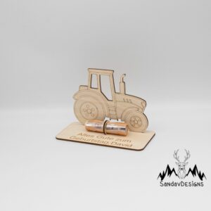 Geldgeschenk Traktor – aus Holz personalisiert