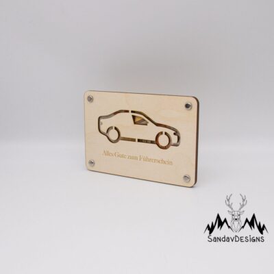 Holzkarte - Geschenkkarte -  Geldgeschenk Führerschein