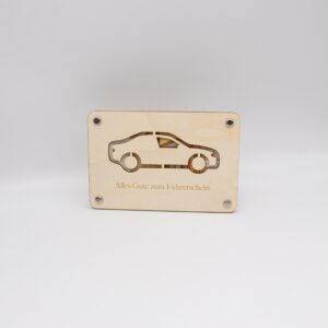 Holzkarte – Geschenkkarte –  Geldgeschenk Führerschein