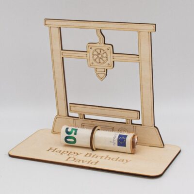 Geldgeschenk 3D Drucker - aus Holz personalisiert