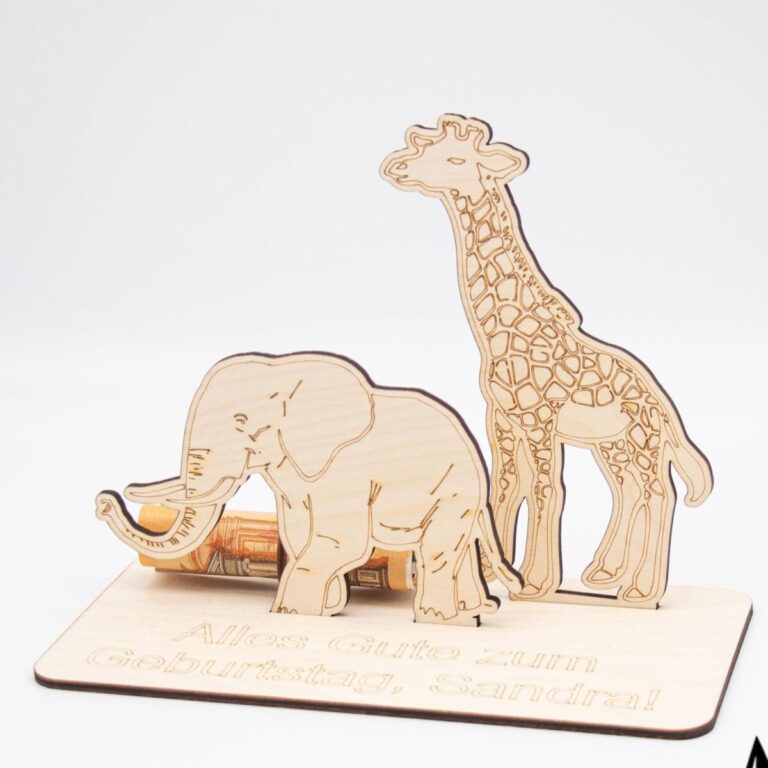 Geldgeschenk Afrika - aus Holz personalisiert