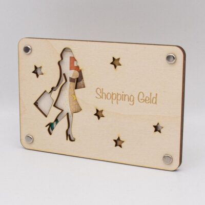 Holzkarte - Geschenkkarte - Geldgeschenk Shopping