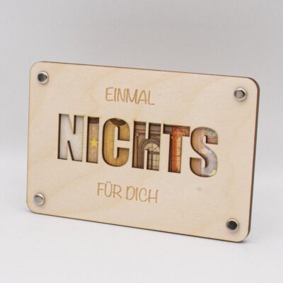 Holzkarte - Geschenkkarte - Geldgeschenk NICHTS