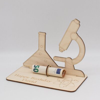 Geldgeschenk Labor - aus Holz personalisiert