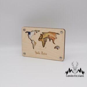Holzkarte – Geschenkkarte –  Geldgeschenk Gute Reise