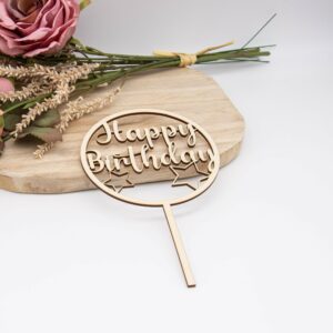 Caketopper Happy Birthday – Handgefertigter Kuchenaufsatz für Geburtstage & Partys