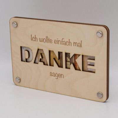 Holzkarte - Geschenkkarte - Geldgeschenk Danke sagen