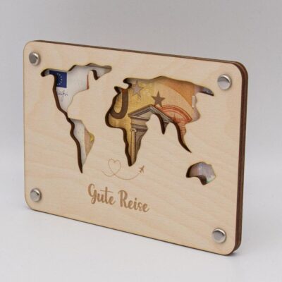 Holzkarte - Geschenkkarte - Geldgeschenk Gute Reise