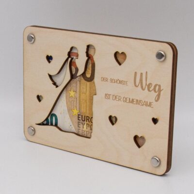 Holzkarte - Geschenkkarte - Geldgeschenk zur Hochzeit