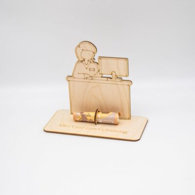 Geldgeschenk Verkäuferin - aus Holz personalisiert