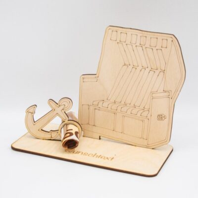 Geldgeschenk mit Strandkorb - aus Holz personalisiert