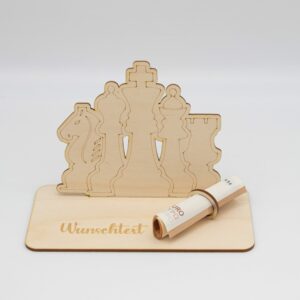 Geldgeschenk Schach- aus Holz personalisiert