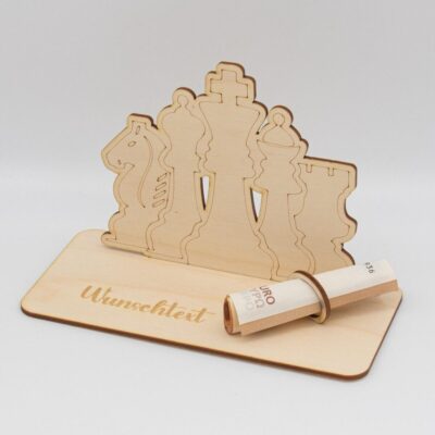 Geldgeschenk Schach - aus Holz personalisiert