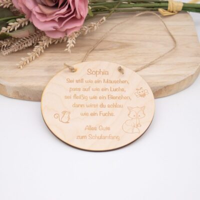 Anhänger für Schulkinder - Schlau wie ein Fuchs - personalisiert