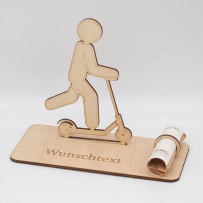 Geldgeschenk Scooter/Roller - aus Holz personalisiert