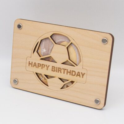 Holzkarte - Geschenkkarte Fussball