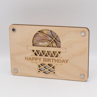 Holzkarte - Geschenkkarte Basketball