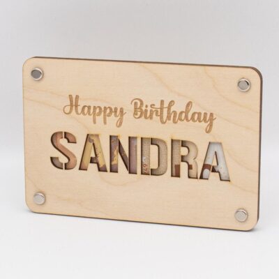 Holzkarte - Geschenkkarte mit Name
