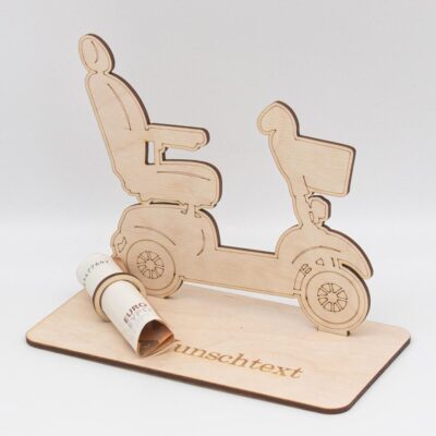 Geldgeschenk fahrender Rollator - aus Holz personalisiert