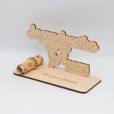 Geldgeschenk Jugendweihe 2026 - aus Holz personalisiert