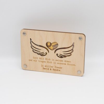 Holzkarte - Geldkarte - Geldgeschenk Trauerkarte