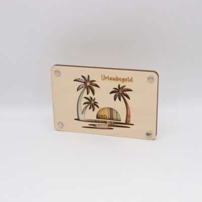 Holzkarte - Geldkarte - Geldgeschenk Urlaubskasse