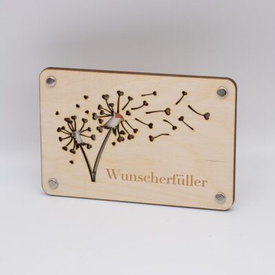 Holzkarte - Geschenkkarte Pusteblume - Wunscherfüller