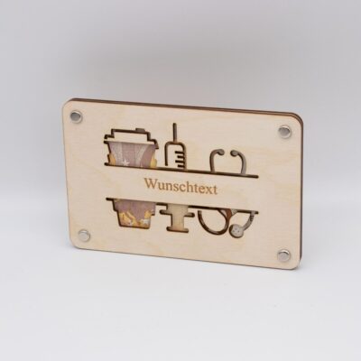 Holzkarte - Geschenkkarte Krankenschwester - Arzt - Doktor