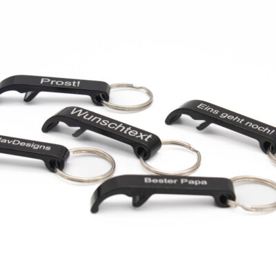 Personalisierter Flaschenöffner aus Aluminium – Schlüsselanhänger mit Gravur