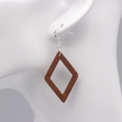 Elegante Holz Hängeohrringe Raute