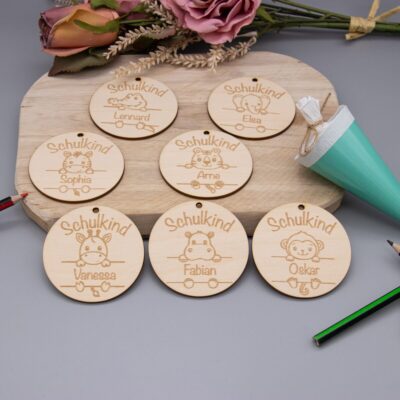 Anhänger für Zuckertüten/Safaritiere - personalisiert