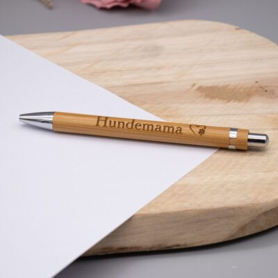 Bambus-Kugelschreiber - Hundemama/Katzenmama