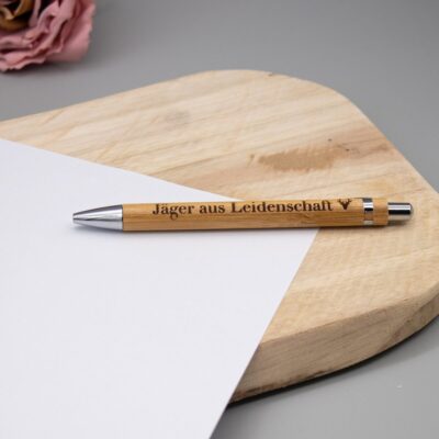 Bambus-Kugelschreiber - Jäger/Angler aus Leidenschaft