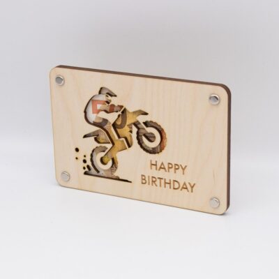 Holzkarte - Geldgeschenk Motorcross
